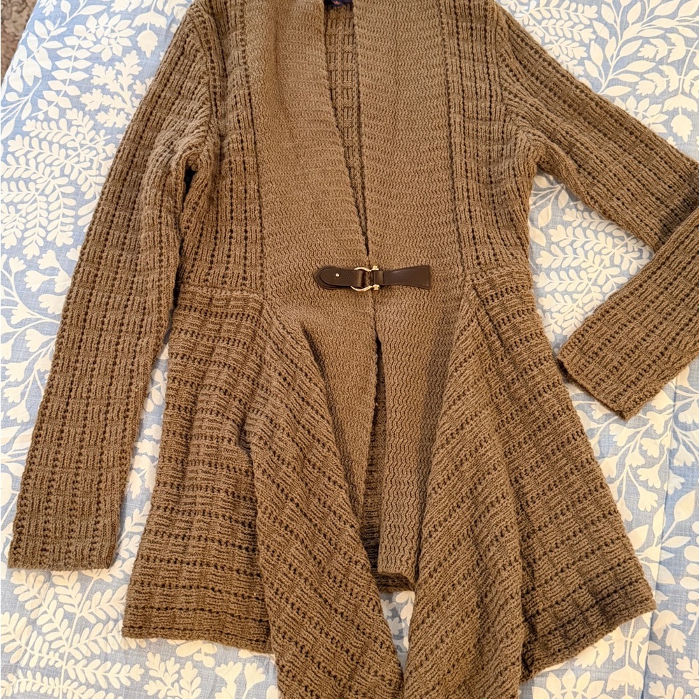 Joseph A Brown Cardigan with Buckle Accent
